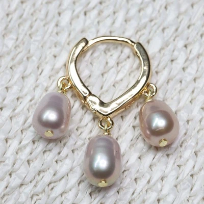 1 boucle d'oreille en perles de culture pierre précieuse fine  2397 fait main - Photo 1/4