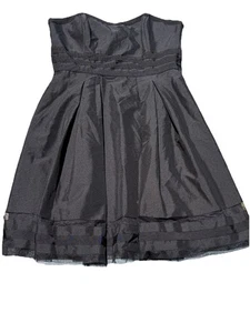 White House Black Market Black Satin Strapless Midi Dress Size 14 Pockets Flirty - Picture 1 of 8