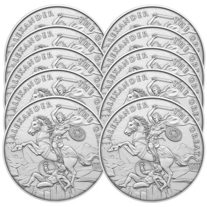 Lot of 10 - 1 Troy oz Alexander the Great Design .999 Fine Silver Round - Picture 1 of 3