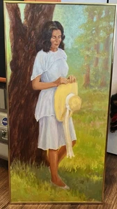 Künstler John Jones Original Öl auf Karton - "Sunday Southern Belle" 15X30 - Bild 1 von 4