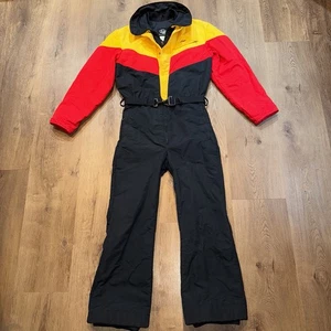 Vintage 70s Roffe Ski Suit Mens One piece Snowsuit Snow Bib Retro Apres Small - Picture 1 of 21