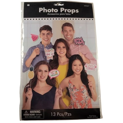 Juego de accesorios de cabina de fotos tropical - 13 piezas Luau decoraciones de fiesta verano primavera Foto 1 de 4
