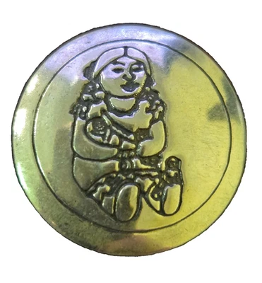 VTG Lot 6 Button Covers Silver Indigenous American Female Doll Very Shiny - Изображение 1 из 3