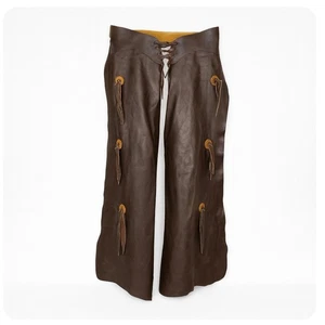 Handgefertigte funktionierende Leder Chaps Größe 32-38 Fransen Conchas Schnallen Korsett schließen - Bild 1 von 17