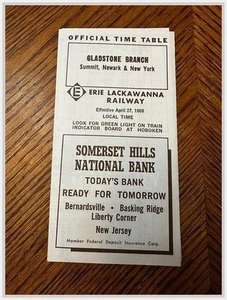Erie Lackawanna Gladstone Branch Horario 1969 NJ Transit Newark RR Guía - Imagen 1 de 4