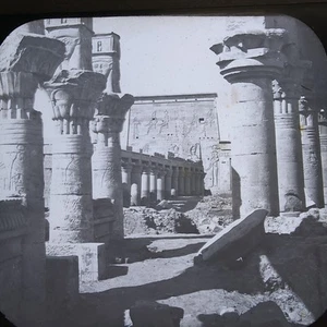Isis Temple Philae Island Egipto 1882 Linterna Mágica Tobogán Columnas Patio - Imagen 1 de 3