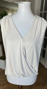 Blusa Veronica M Drapeada Frontal Sin Mangas XS Marfil Crema Mezcla Modal Top EE. UU. - Imagen 1 de 5