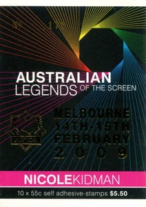 Australia Legends Kidman 2009 - Folleto de estampillas código de barras 364526 APTA Melb sobreimpresión - Imagen 1 de 3