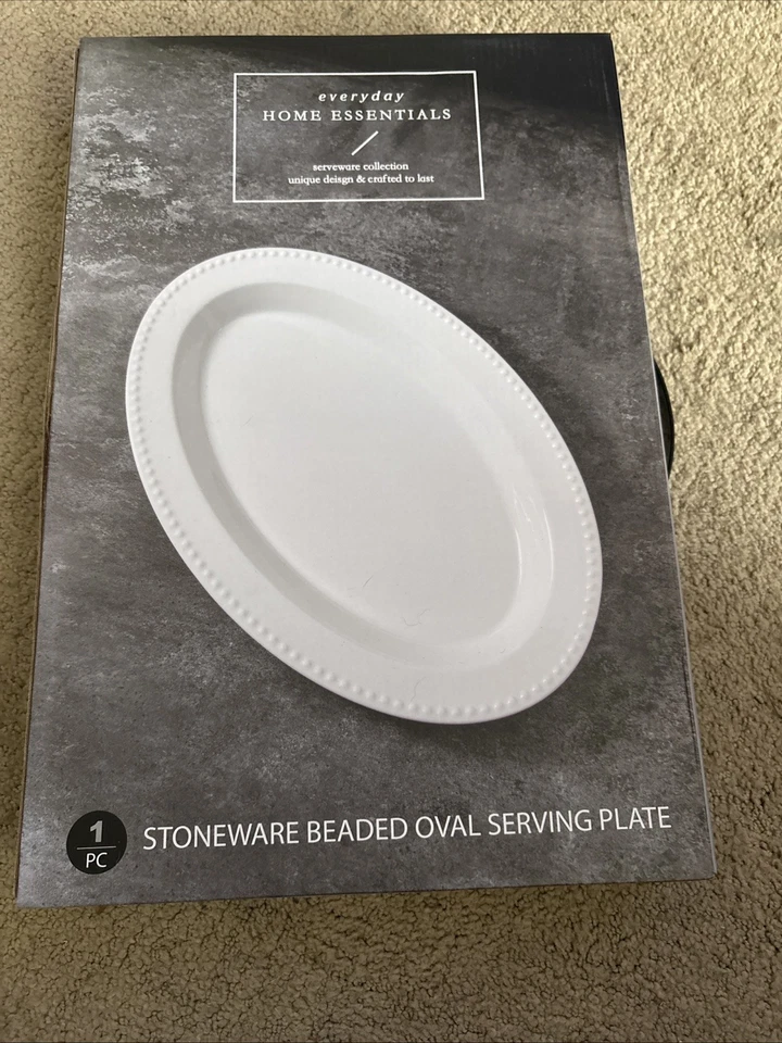 Everyday Home Essentials Stoneware Beaded Oval Serving Plate - Image 1 of 1