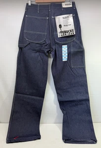 Vintage 70s DeadStock ROEBUCKS Carpenter Jeans 32x32 Blue Denim Dark Triple Stitch - Bild 1 von 15