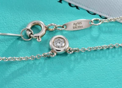 .10 Carat Tiffany & Co Silver Elsa Peretti Diamond By Yard Necklace in Box Pouch - Image 1 of 4