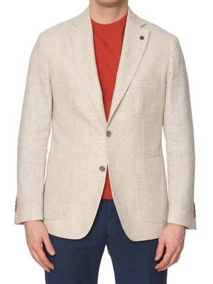 Chaqueta SARTORIA PARTENOPEA Beige Lana-Seda-Lino EU 50 NUEVA US 40 Solapa Pico Foto 1 de 4