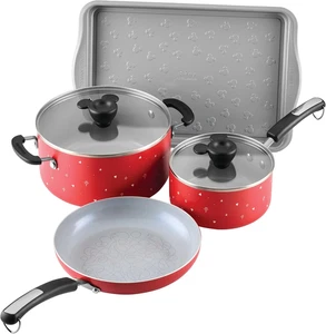 Juego de ollas y sartenes antiadherentes de cerámica Farberware Disney Bon Voyage con funda para hornear - Imagen 1 de 12