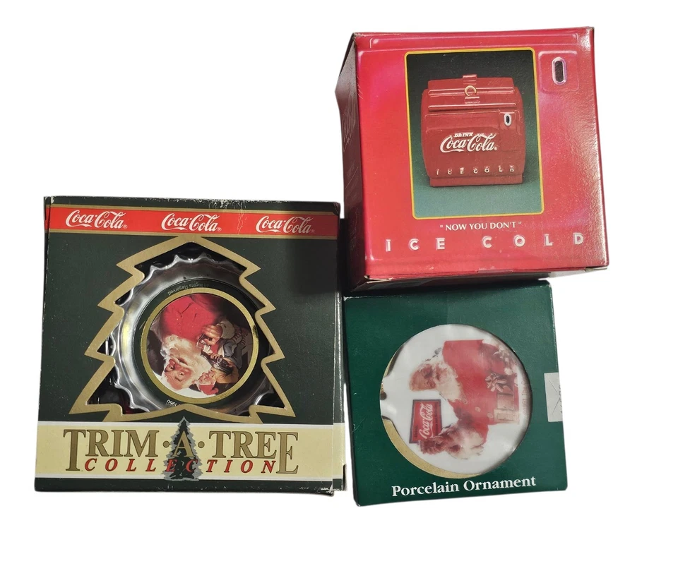 Coca-Cola Vintage Trim-a-Tree Collection Santa Ornament Tin Christmas - Image 1 of 1