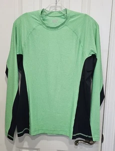 NUEVO SIN ETIQUETAS Lands End Para Hombres Verde Como Nuevo/Azul Marino Manga Larga Crew Antierupciones Camiseta de Natación Pequeña - Imagen 1 de 7