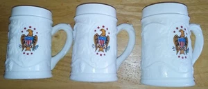 Vintage Patriotic Indiana Milk Glass Stein Mug American Eagle Emblem & Shield - Picture 1 of 12