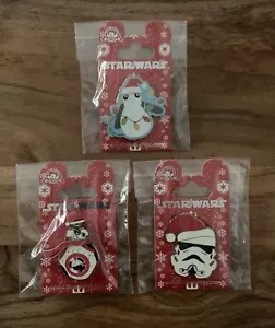 3 Disney Star Wars Christmas Pin Set Stormtrooper, BB-8, & Porg Santa Hat Set - Picture 1 of 4