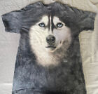 The Mountain Black Tie Dye Siberian Husky Giant Face Shirt Size Large
