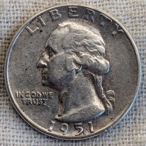 1951 S Washington Quarter XF/AU : Lower Mintage Valuable Date - .9 Fine Silver - Imagen 1 de 6
