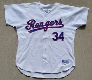 Camiseta deportiva Russell de los Rangers de Texas 34 bordada de colección talla 48 década de 1990 - Imagen 1 de 6