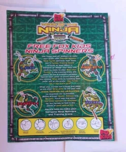 Teenage Mutant Ninja Turtles  Spinners Fox Kids Magazine Insert Very Rare TMNT - Foto 1 di 4