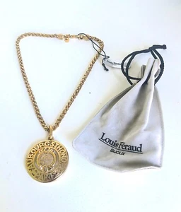 COLLAR MEDALLÓN LOUIS FERAUD TONO DORADO FAUBOURG ST. HONORORE DE COLECCIÓN DE LOS AÑOS 80 RARO - Imagen 1 de 7