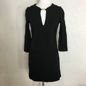 Abito donna Pippa nero maglia taglia 2 basic tasche davanti zip dietro maniche a 3/4 - Foto 1 di 9