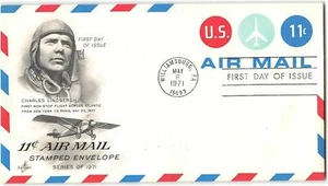 AVIATION CHARLES LINDBERGH SOLO TRANSATLANTIC FLIGHT 1971 #UC43 ARTCRAFT   FDC - Picture 1 of 1