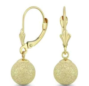 Pendientes de bola perforados con palanca de bola con corte láser de oro amarillo de 14 k - Imagen 1 de 21