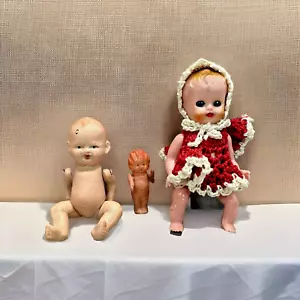 3 Vintage Miniatur Baby Puppen Keramik Kunststoff Japan und Hongkong 1,5 bis 3,5 Zoll - Bild 1 von 17