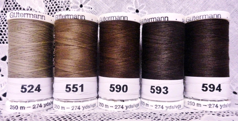 5 NEW 274 yard Spools brown colors GUTERMANN 100% polyester sew-all thread  - Image 1 of 1