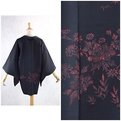 Vintage Black&Red Haori Kimono Jacket With Ties • 60$
