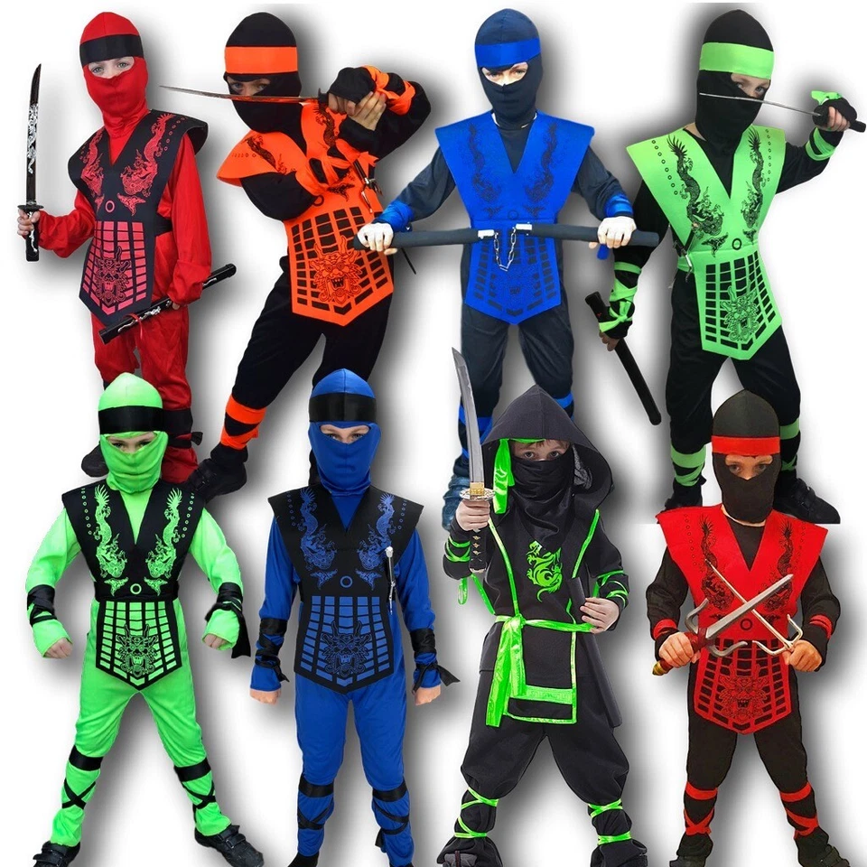 Kids Ninja Costume Cobra Eagle Kombat Karate Child Boys Girl Halloween Outfit - Image 1 of 4
