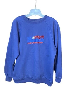 Vintage Blue Bill Clinton For President Sweatshirt L 90s Crewneck Embroidered - Picture 1 of 6