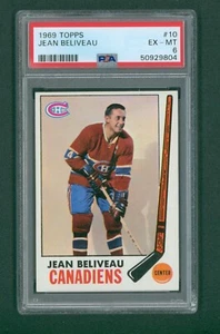 1969 Topps Hockey Card - #10 Jean Belieau, PSA 6 EXMT - Picture 1 of 2