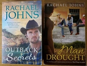 Rachael Johns Man Drought & Outback Secrets 2 PB Novels Country Romance Aussie - Picture 1 of 13