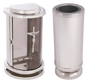 Set in acciaio inox lampada tombale vaso tombale lanterna tombale vaso cimitero lampada tombale vaso - Foto 1 di 6