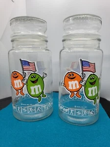 M & M’s Candy Mars Inc XIII LA Olympic Collectible Glass Jar  W/Lid Vintage 80s - Picture 1 of 11