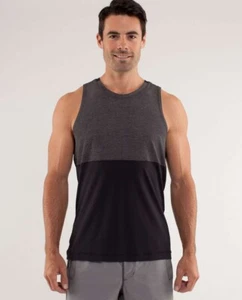 Lululemon Precise Singlet Camicia Senza Maniche Uomo M Grigio/Nero Allenamento Palestra Wicking - Foto 1 di 8
