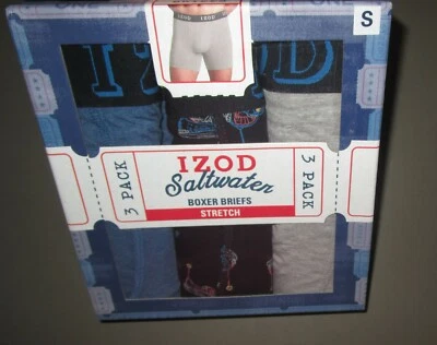 IZOD~S 28 30~Men's 3 Pack Assorted Saltwater Cotton Blend Boxer Briefs - Image 1 of 3