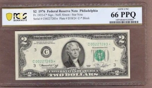 1976 $2 FRN Phila. STAR Note, PCGS 66 PPQ, NICE!! - Picture 1 of 2