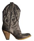 Very Volatile Western Boots Womens Size 6 Gray Studded Faux Leather Cowgirl
