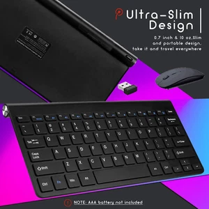 Wireless Keyboard Mouse Combo Set Ultra Slim 2.4GHz Kit USB Receiver for PC - Picture 1 of 9
