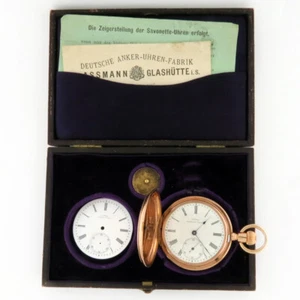J. Assmann Glashütte Germany 14K Rose Gold Pocket Watch 51mm HC Box & Paper - Picture 1 of 11
