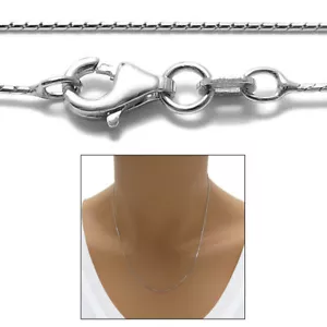 925 Sterling Silver Rhodium Mirror Box Chain Necklace 0.8mm (015 Gauge) - Picture 1 of 3