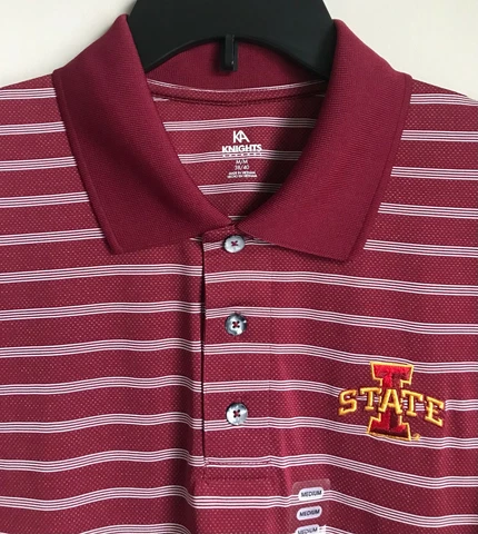New Iowa State Cyclones Men's Polo Dress Shirt Size Medium Sewn Logo I-State Red Cover