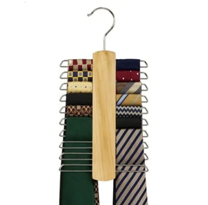 Krawattenständer Aufbewahrung Holzgürtel & Krawattenaufhänger platzsparender Kleiderschrank Schrank Organizer - Bild 1 von 5