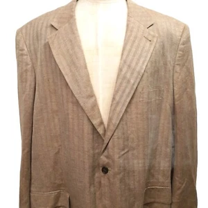 NEW Oak Hill men's Linen Rayon US 54 Long Tan Brown Blazer Sport Coat Jacket - Picture 1 of 11