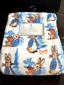 Beatrix Potter Peter Rabbit Easter Spring Plush Throw Blanket 50 X 70 - Picture 1 of 6