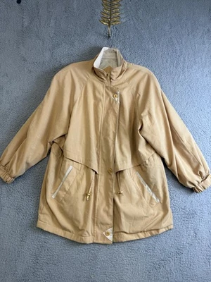 Vintage Innovations by Izzi Jacket Womens Large Tan Zip Snap Drawstring 80s - Image 1 of 4